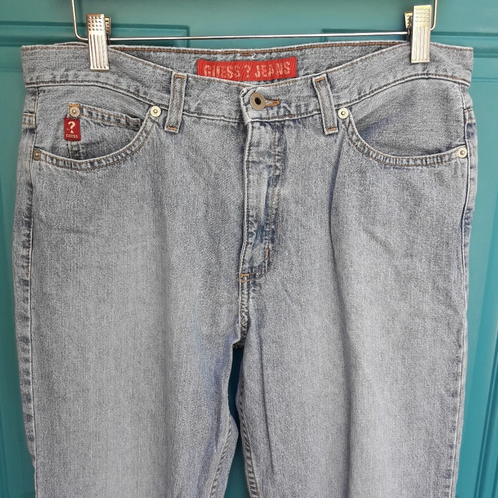 Guess Jeans Vintage Low Rise Bell Bottom Light Blue Denim Flared Leg VTG - Picture 6 of 15